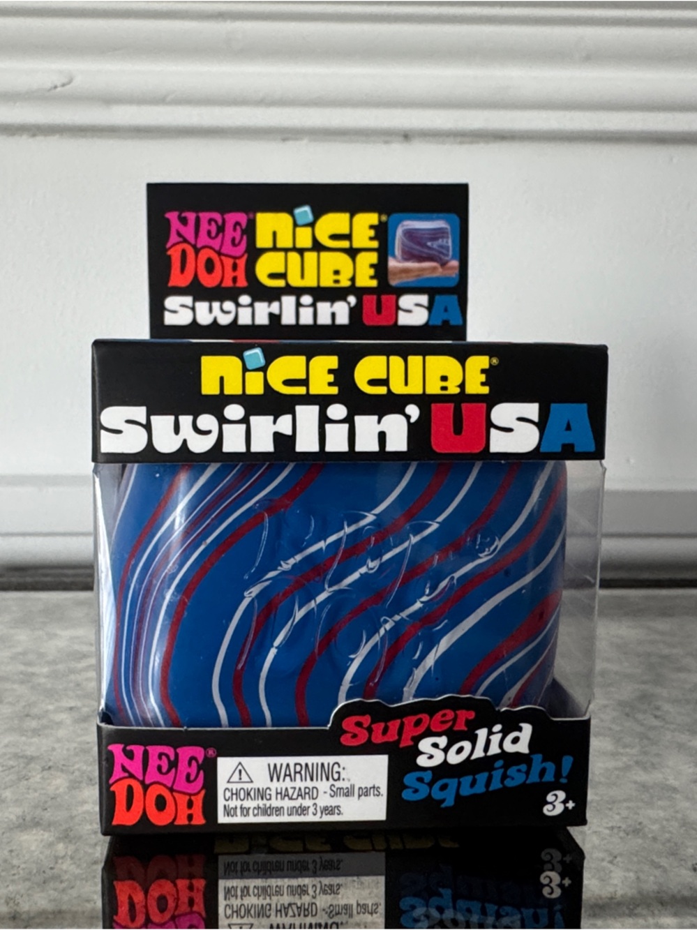 Needoh Nice Cube Swirlin USA Kids Toy - Blue & Red